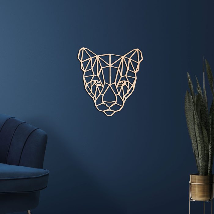 Décoration murale animal panthère géométrique en bois pour salon, chambre ou à offrir en cadeau