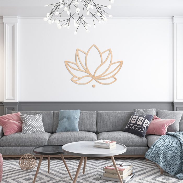 Décoration murale personnalisée d'une fleur de lotus - matière multiplex bouleau