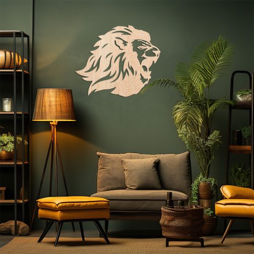 Décoration murale lion en bois pour salon, chambre, couloir, salle à manger