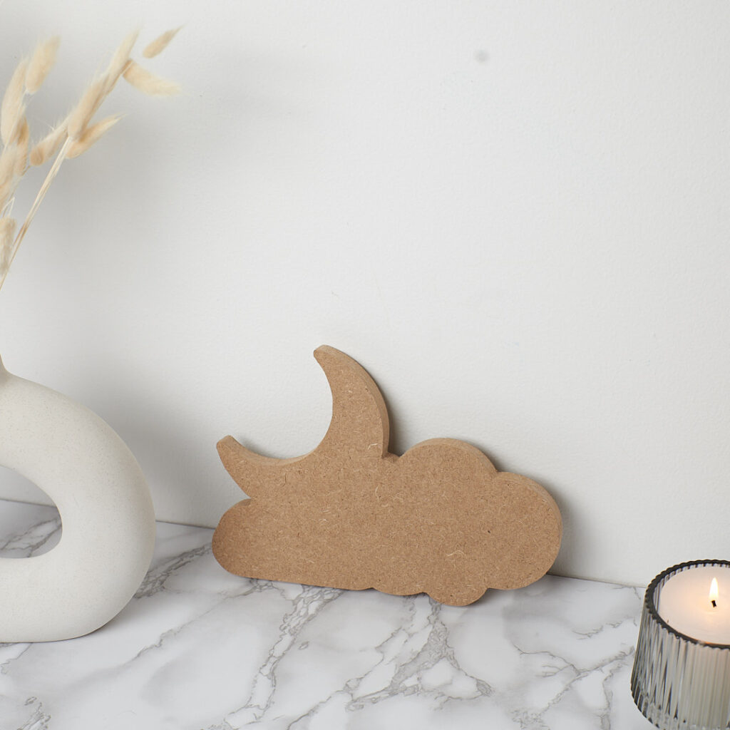 Décoration lune et nuage en MDF à peindre ou à personnaliser pour chambre d'enfant ou intérieur